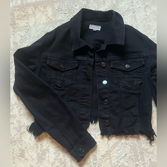 Cello Women's Distressed Black Jean Jacket XS - Picture 1 of 4